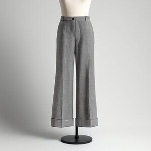 Maeve by Athropologie Houndstooth Wide Leg Flat Front Cuffed Trouser Size 14 NWT